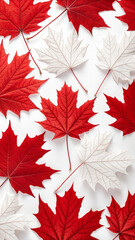 Red white maple leaves pattern autumn background