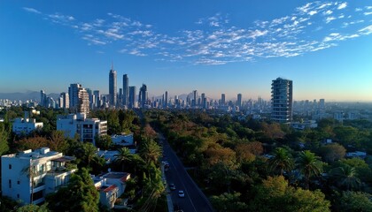 Cityscape panorama, morning light