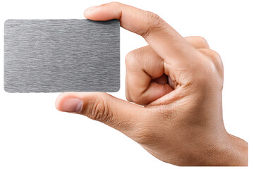Hand Holding Blank Silver Card - Business Mockup, ID, Credit Card, Promotion, and Finance