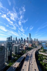 Cityscape panorama with highway