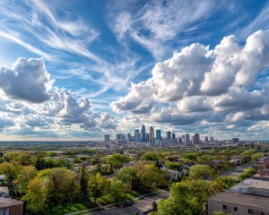 Cityscape with dramatic clouds