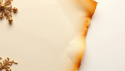 Elegant Parchment Texture Background with Golden Decorative Accents Corner