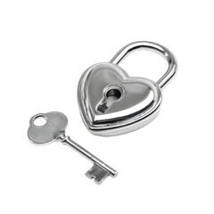 shiny heart shaped padlock with key, symbolizing love and security. This captures essence of protection and commitment