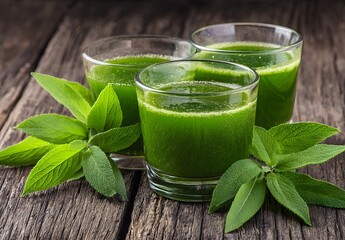 Refreshing Green Elixir Nature's Bounty in Glassware