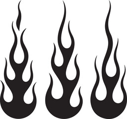 Old School Tattoo Style Fire Flames  Vector Silhouette Icons
