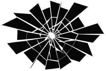 Shattered Black Pattern with Radial Design A Illustration on White