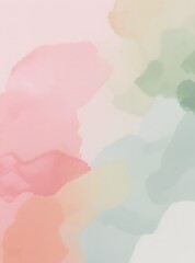 Soft pastel watercolor abstract background featuring hand-painted washes in pink, mint green, peach, and sky blue tones, ideal for wedding invitations, mindfulness apps, branding for skincare or lifes