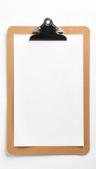 A clipboard with blank papers and a metallic clip, clean, mockup