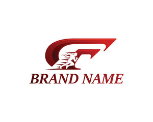 running initials logo, cf font with negative space, running person in the middle, logo design template