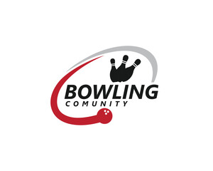 creative bowling logo, ball with circular trail logo design inspiration