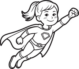 Superhero Girl Outline Vector  Energetic Young Female Hero Character