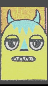 Glitch Art monster, cute funny yellow retro character, funny face, computer game creature, facial expressions, emotions, emoji animation happy sad mood and feelings with 2d retro video game art
