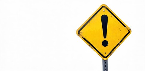 Close-up of a caution sign with an exclamation mark, close-up, signal
