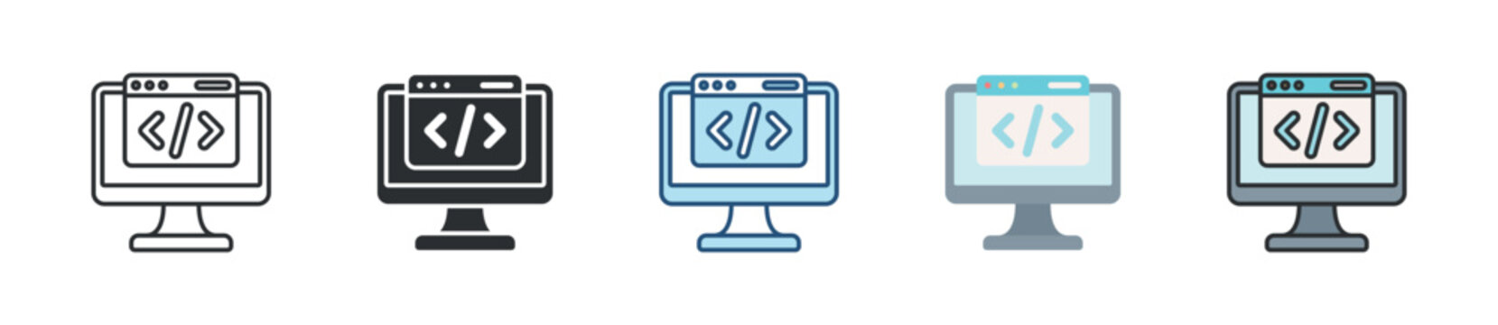 Web Development Icon Set Multiple Style Collection