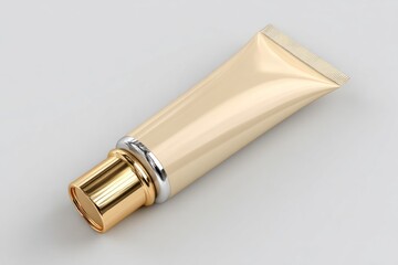 Elegant Gold-Capped Cosmetic Tube Designed for Skincare or Beauty Products, Featuring a Smooth Creamy Finish and Stylish Aesthetic Appeal