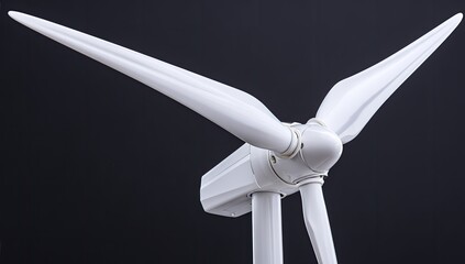 Close-up of white wind turbine blades against dark background
