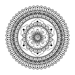 Mehndi flower pattern for Henna drawing and tattoo. Decoration in ethnic oriental  Indian style. Doodle ornament. Outline hand draw vector illustration.