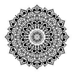 Mehndi flower pattern for Henna drawing and tattoo. Decoration in ethnic oriental  Indian style. Doodle ornament. Outline hand draw vector illustration.