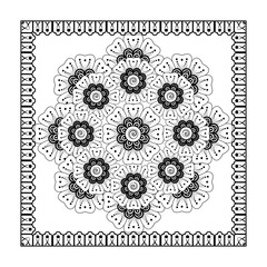 Mehndi flower pattern for Henna drawing and tattoo. Decoration in ethnic oriental  Indian style. Doodle ornament. Outline hand draw vector illustration.