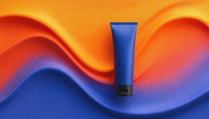 Blue tube on orange-blue wavy background