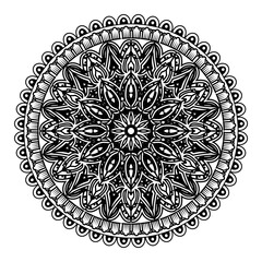 Mehndi flower pattern for Henna drawing and tattoo. Decoration in ethnic oriental  Indian style. Doodle ornament. Outline hand draw vector illustration.