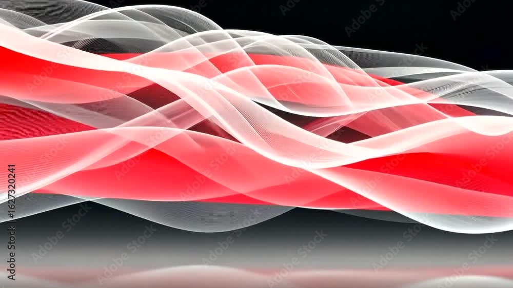 Poster dynamic red and white abstract waves flowing animation background visuals