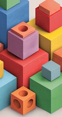 Obraz premium Abstract composition of colorful stacked cubes