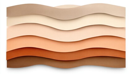 Layered, wavy, warm-toned, abstract design with a spectrum of beige, tan, and peach hues