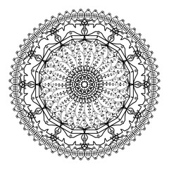 Mehndi flower pattern for Henna drawing and tattoo. Decoration in ethnic oriental  Indian style. Doodle ornament. Outline hand draw vector illustration.