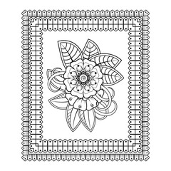 Mehndi flower pattern for Henna drawing and tattoo. Decoration in ethnic oriental  Indian style. Doodle ornament. Outline hand draw vector illustration.