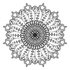 Mehndi flower pattern for Henna drawing and tattoo. Decoration in ethnic oriental  Indian style. Doodle ornament. Outline hand draw vector illustration.