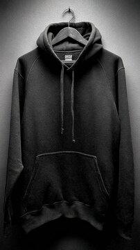 Black hooded jacket with stormtrooper inspired design, displayed against a speckled gray background. The image has a gritty, textured feel.
