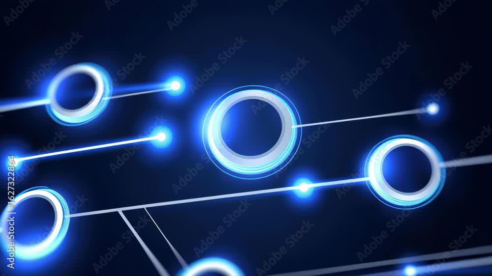 Aufkleber futuristic technology abstract background, abstract digital design with glowing circles and lines on