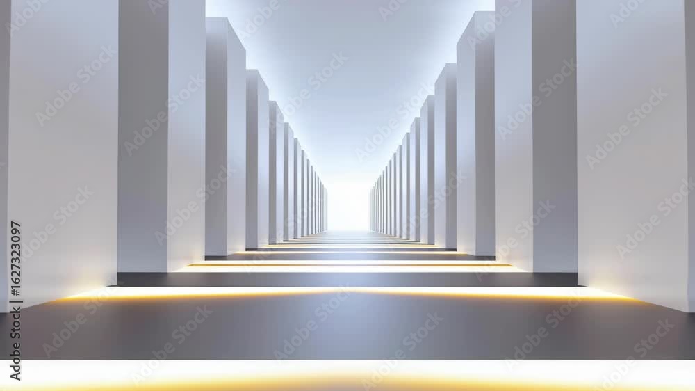 Aufkleber modern corridor with illuminated columns and a sleek design.