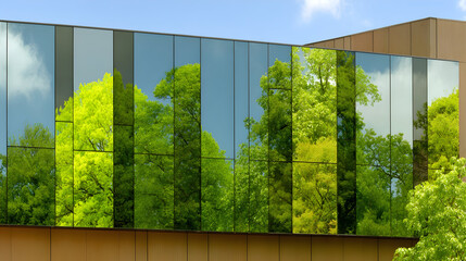 Modern Eco-Building with Polished Green Window Structure
