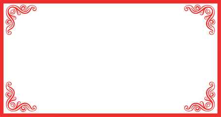 Elegant red ornate corner border design with a clean white center for text