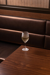 Chilled Glass Of White Wine On Table