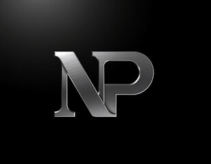 Silver metallic letters N and P on black background