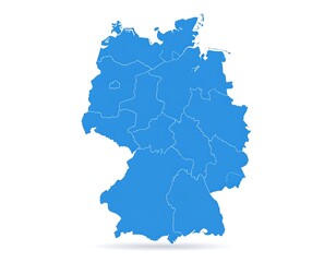 Detailed blue map of Germany showcasing federal states against a white background