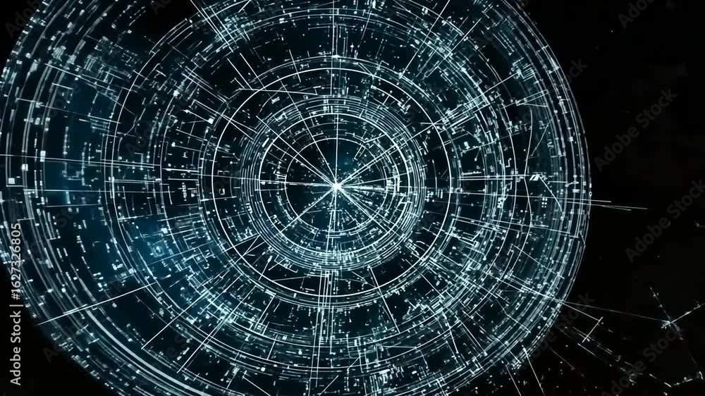Poster futuristic technology interface with sci-fi hud elements and geometric shapes