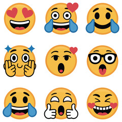 set of cartoon smileys