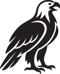 Obraz premium Eagle perched black and white vector, Bird of prey illustration standing pose
