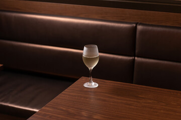 Chilled Glass Of White Wine On Table