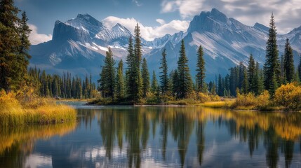 mountain lake reflection