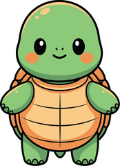 Obraz premium Adorable kawaii baby turtle character with big eyes and cute cheeks