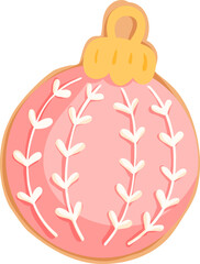 Pink Christmas Ornament Cookie Clipart

