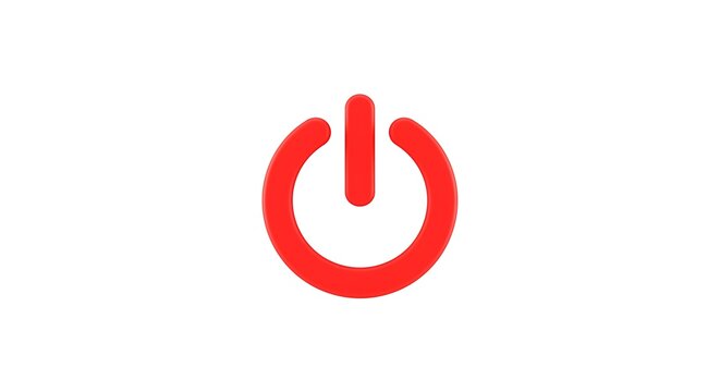 Red power button symbol isolated on white background - Powered by Adobe