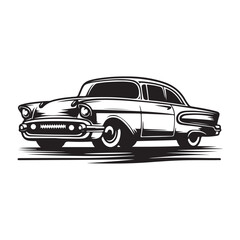 Classic old vintage car automobile silhouette artwork design	
