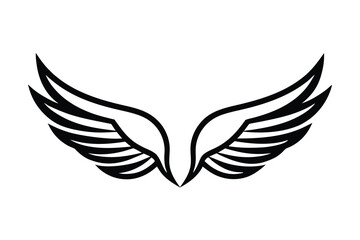 Fototapeta premium Symmetrical Black and White Wings Design Element Illustration Logo Style Art
