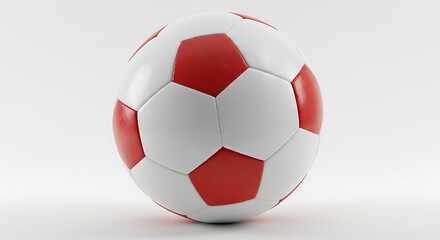 Fototapeta premium Red and white soccer ball isolated on white background